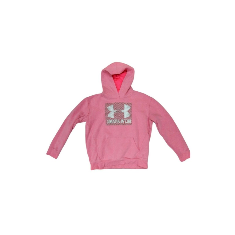 Under Armour Cold Gear Girls Pink Hoodie Size YLG Pink / White
